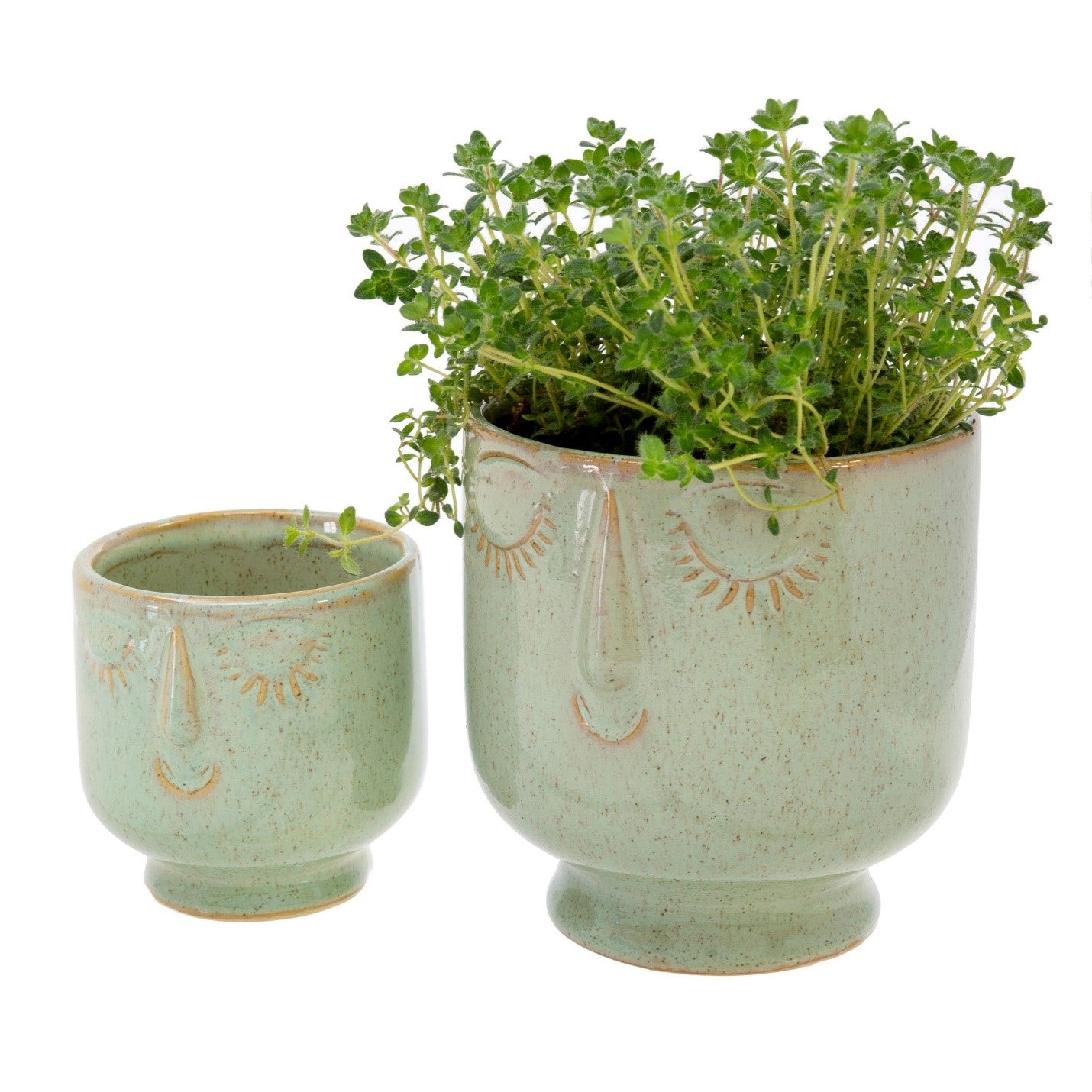 Friendly Face Pot- Moss Green- Large