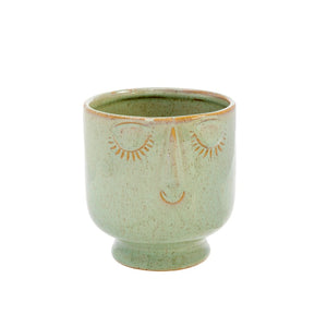 Friendly Face Pot- Moss Green- Large