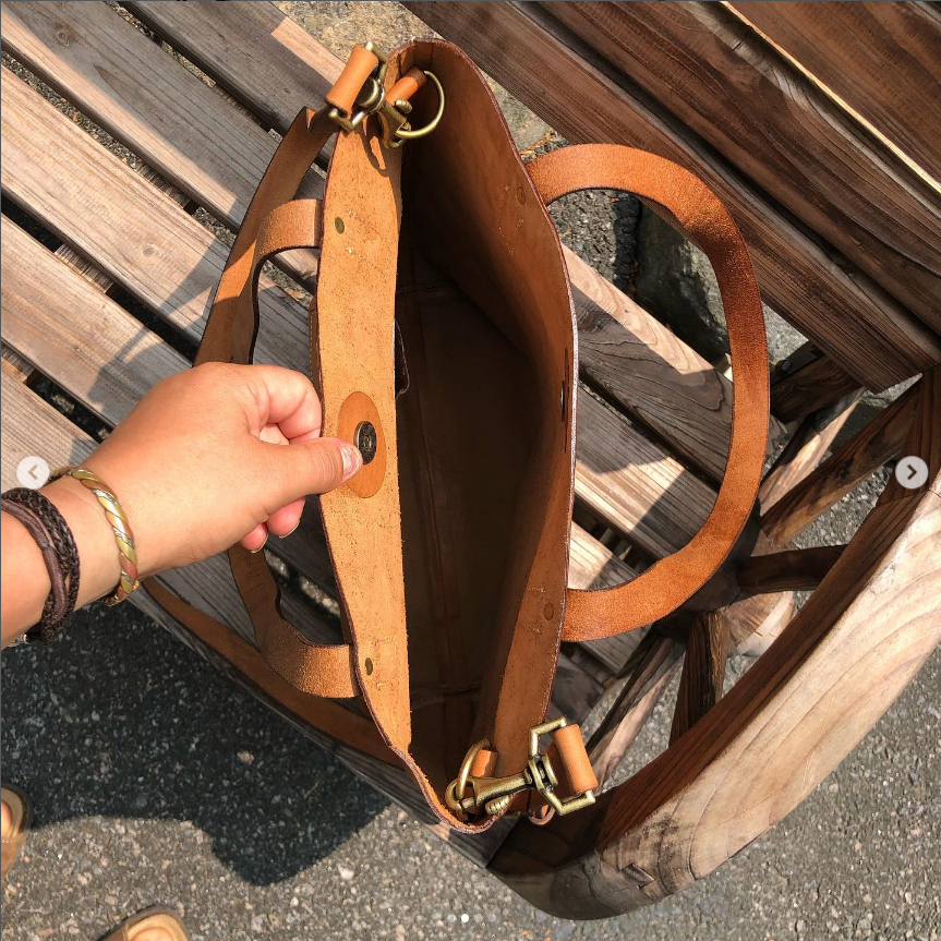 Square leather tote cheap