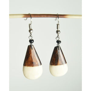 Geometric Bone Earrings- Small Tear Drop Half & Half