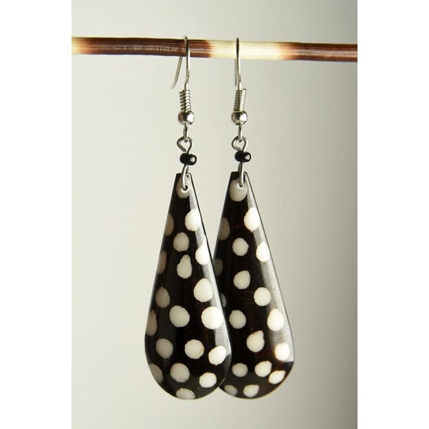 Geometric Bone Earrings- Tear Drop Dots