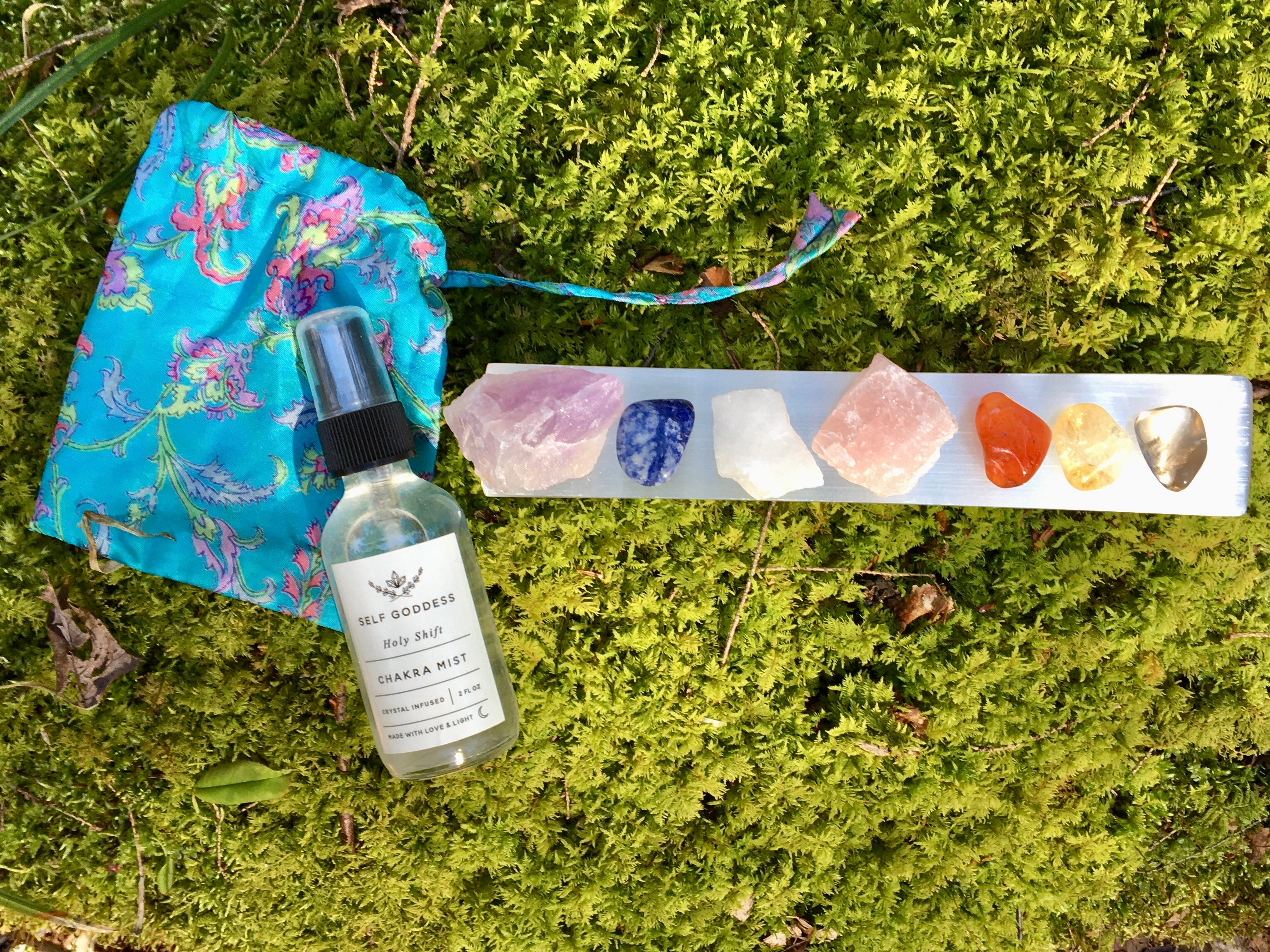 Chakra Set- Chakra Stones, Charging Plate and Crystal Infused Chakra Mist