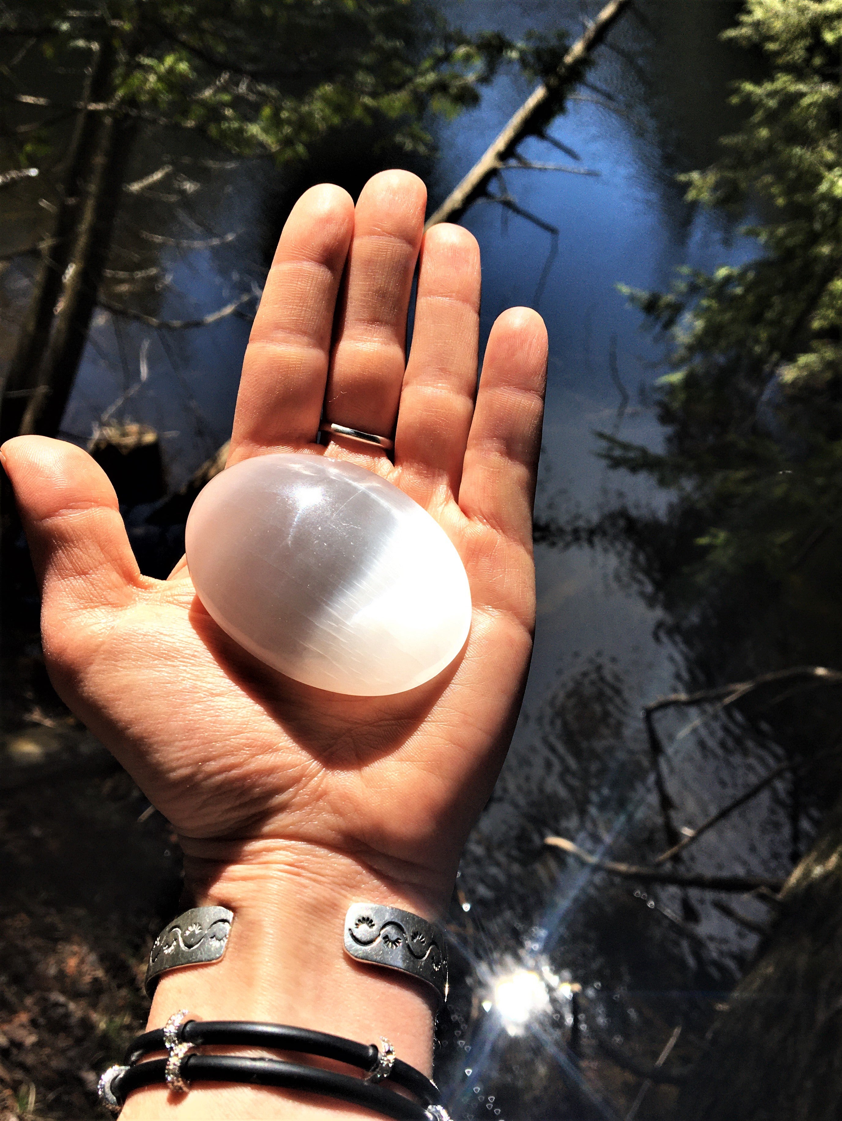 Selenite Facial Massage and Palm Stone